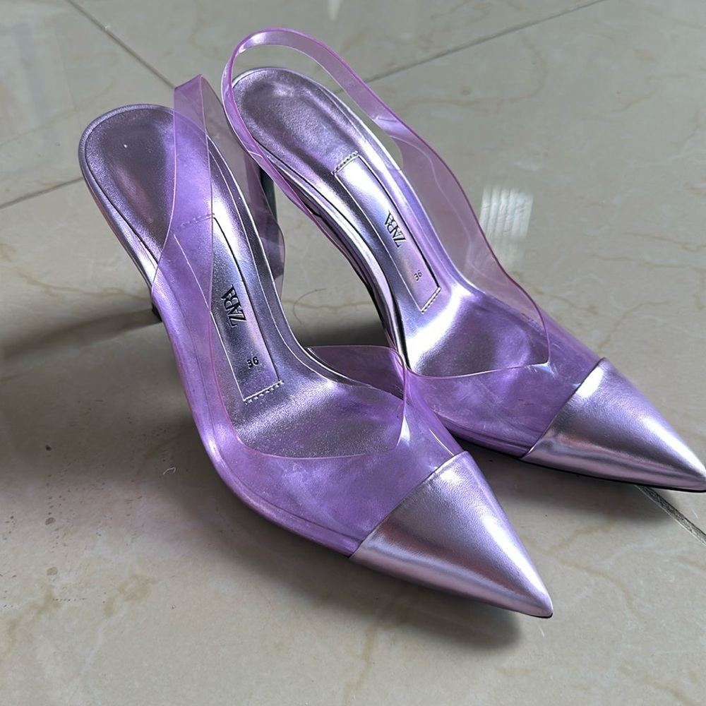 Zara metallic purple hells
